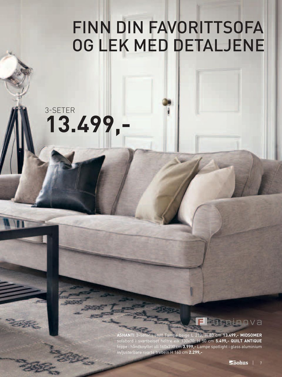 499,- MIDSOMER sofabord i svartbeiset heltre eik 130x70, H 50 cm 5.