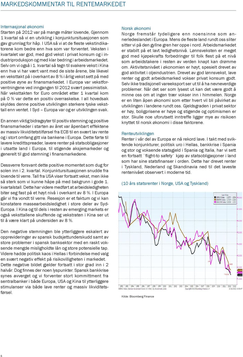 Veksten i kvartalet var god, med god vekst i privat konsum og i industriproduksjon og med klar bedring i arbeidsmarkedet. Selv om vi også i 1.