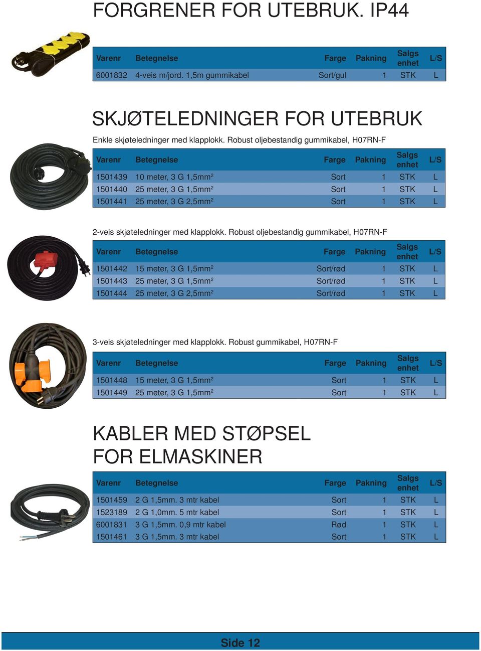 L 2-veis skjøteledninger med klapplokk.