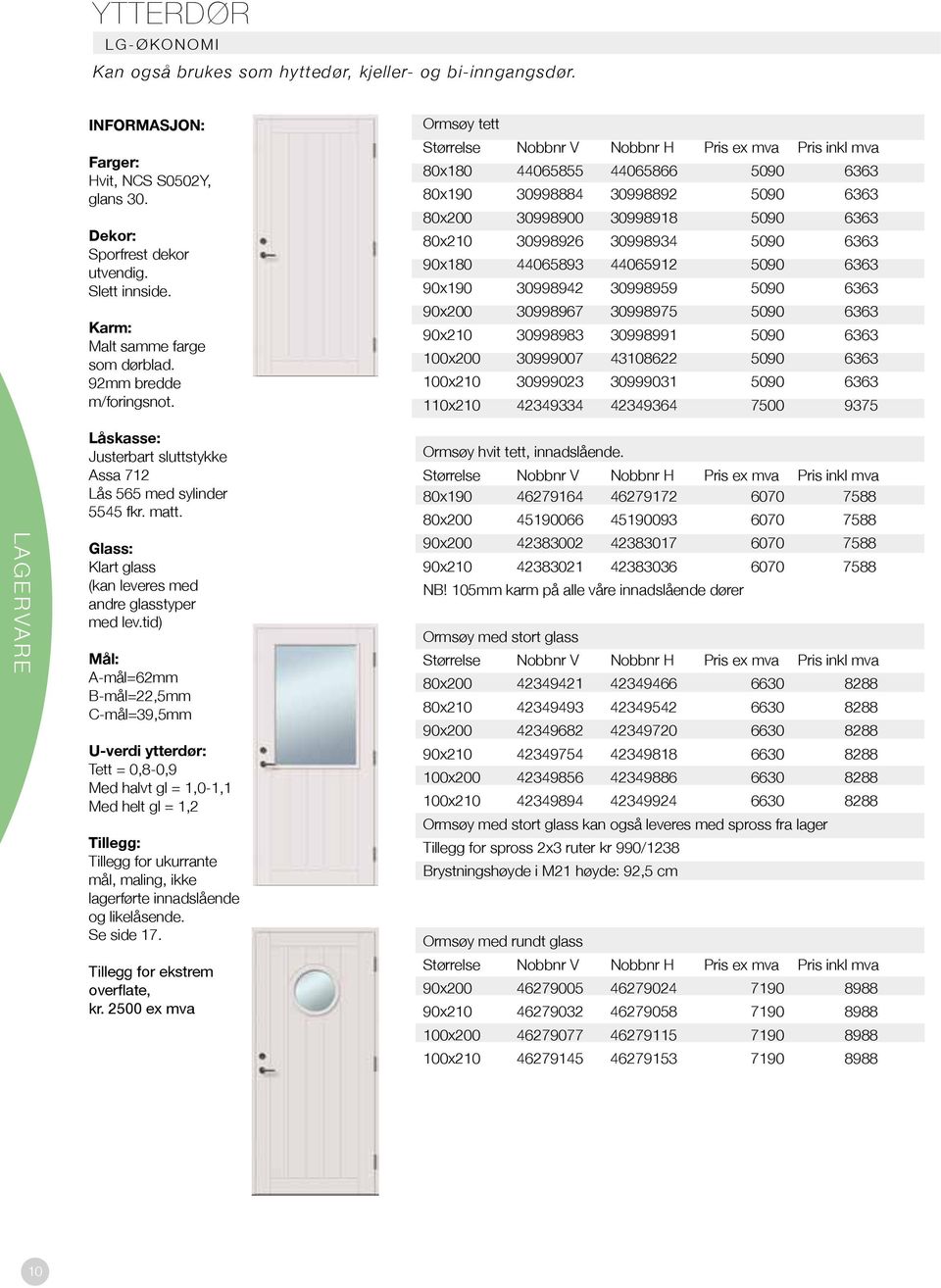 Glass: Klart glass (kan leveres med andre glasstyper med lev.