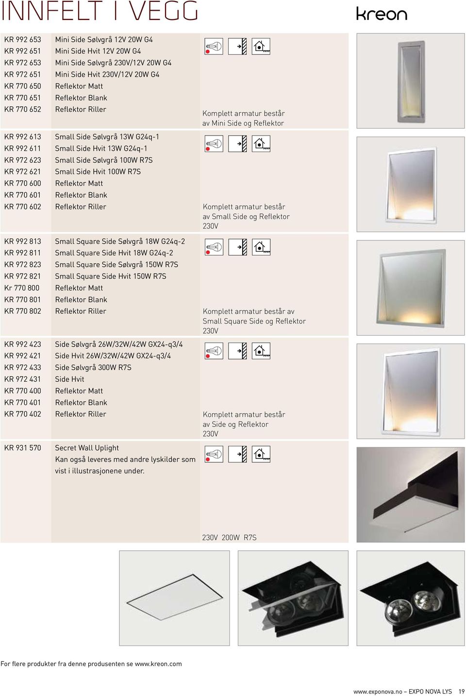 Side Sølvgrå /12V 20W G4 Mini Side Hvit /12V 20W G4 Reflektor Matt Reflektor Blank Reflektor Riller Small Side Sølvgrå 13W G24q-1 Small Side Hvit 13W G24q-1 Small Side Sølvgrå 100W R7S Small Side