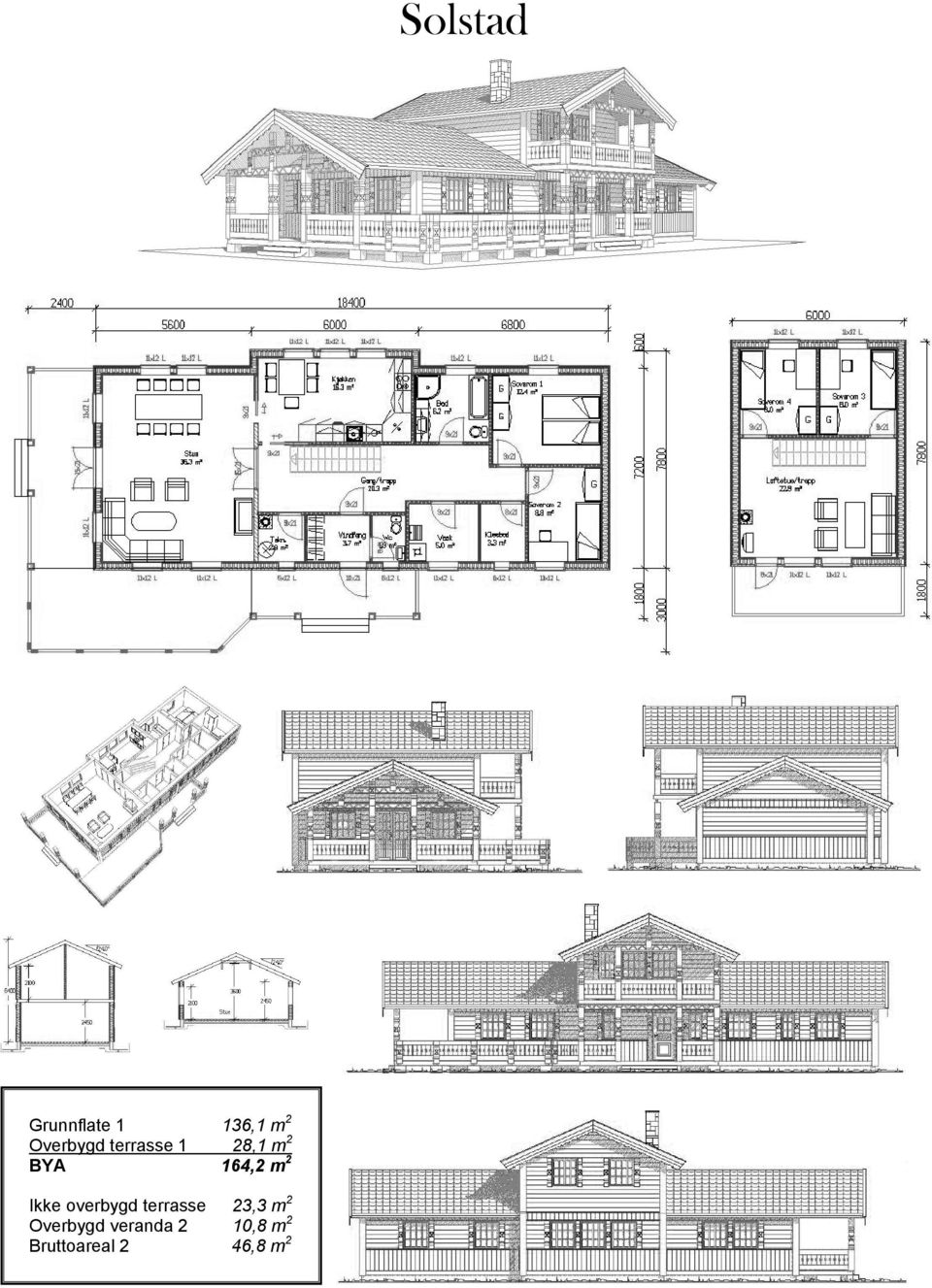 m 2 Ikke overbygd terrasse 23,3 m 2