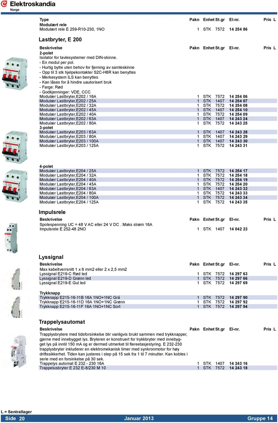 Godkjenninger: VDE, CCC Modulær Lastbryter,E202 / 16A 1 STK 7572 14 254 06 Modulær Lastbryter,E202 / 25A 1 STK 1407 14 254 07 Modulær Lastbryter,E202 / 32A 1 STK 7572 14 254 08 Modulær