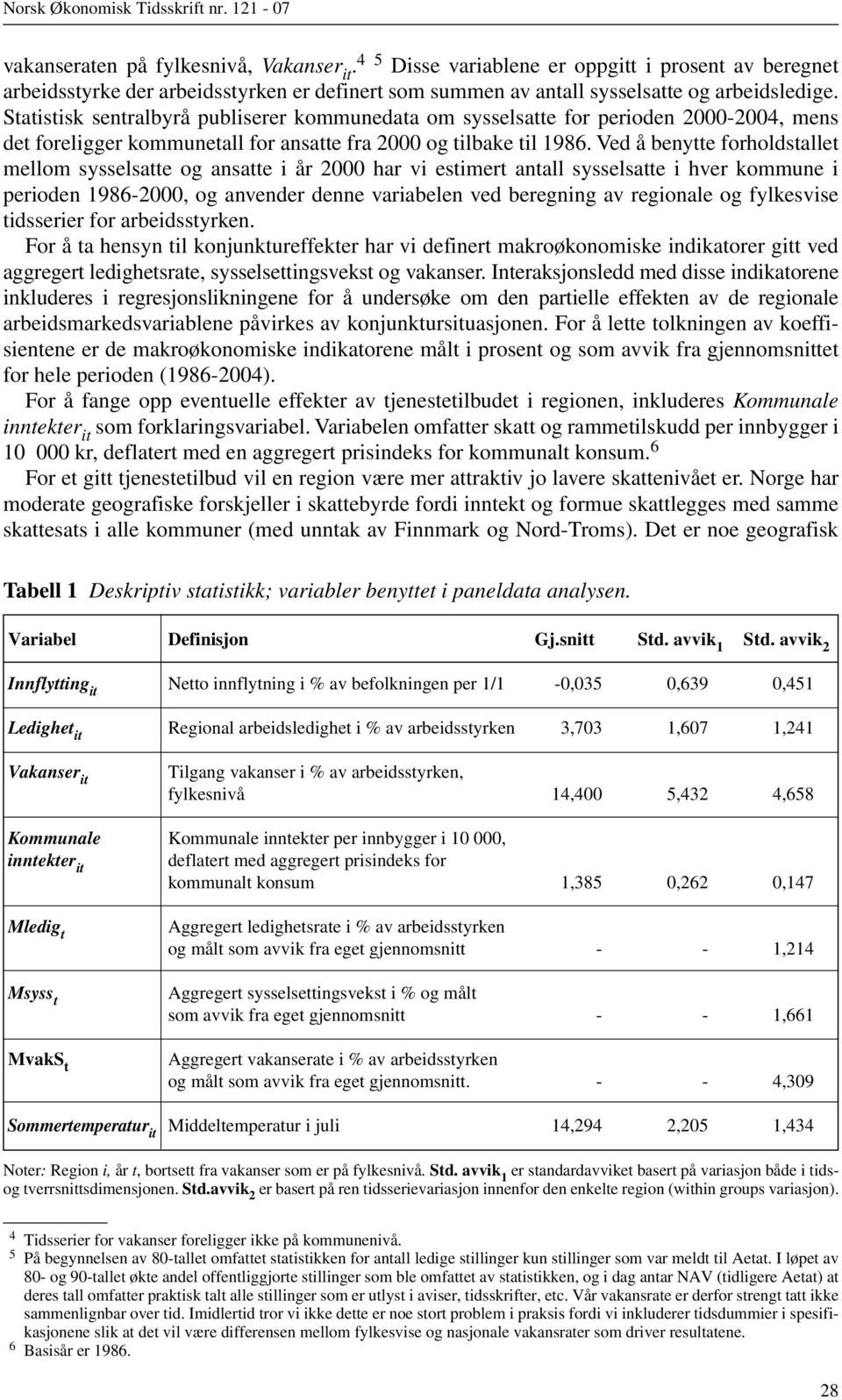 Ved å benytte forholdstallet mellom sysselsatte og ansatte i år 2000 har vi estimert antall sysselsatte i hver kommune i perioden 1986-2000, og anvender denne variabelen ved beregning av regionale og