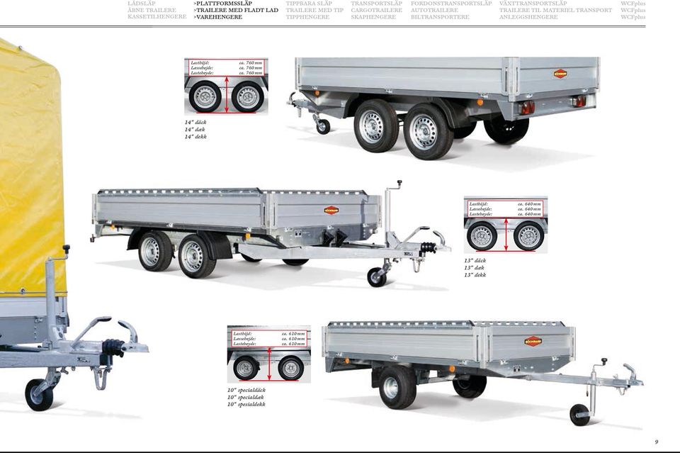 Lasthöjd: Læssehøjde: Lastehøyde: ca. 760 mm ca. 760 mm ca. 760 mm 14" däck 14" dæk 14" dekk Lasthöjd: Læssehøjde: Lastehøyde: ca. 640 mm ca.