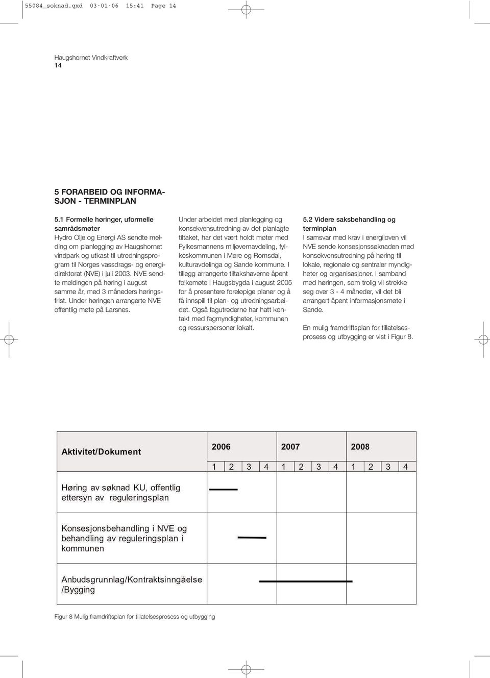 (NVE) i juli 2003. NVE sendte meldingen på høring i august samme år, med 3 måneders høringsfrist. Under høringen arrangerte NVE offentlig møte på Larsnes.