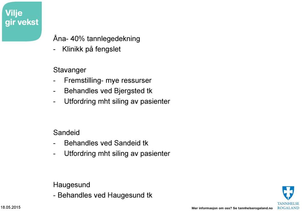 Utfordring mht siling av pasienter Sandeid - Behandles ved Sandeid