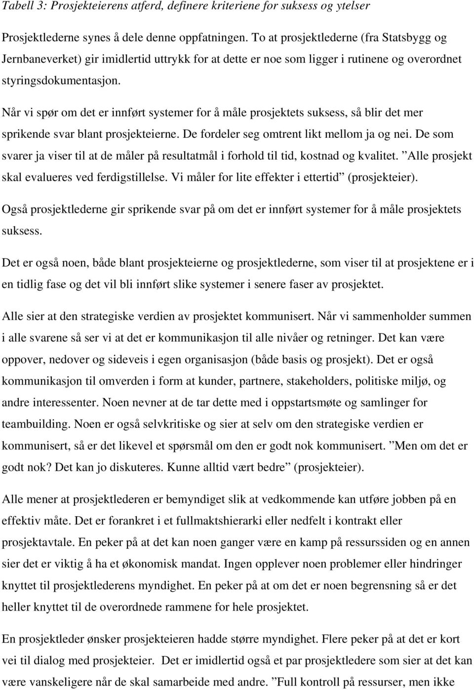 Når vi spør om det er innført systemer for å måle prosjektets suksess, så blir det mer sprikende svar blant prosjekteierne. De fordeler seg omtrent likt mellom ja og nei.