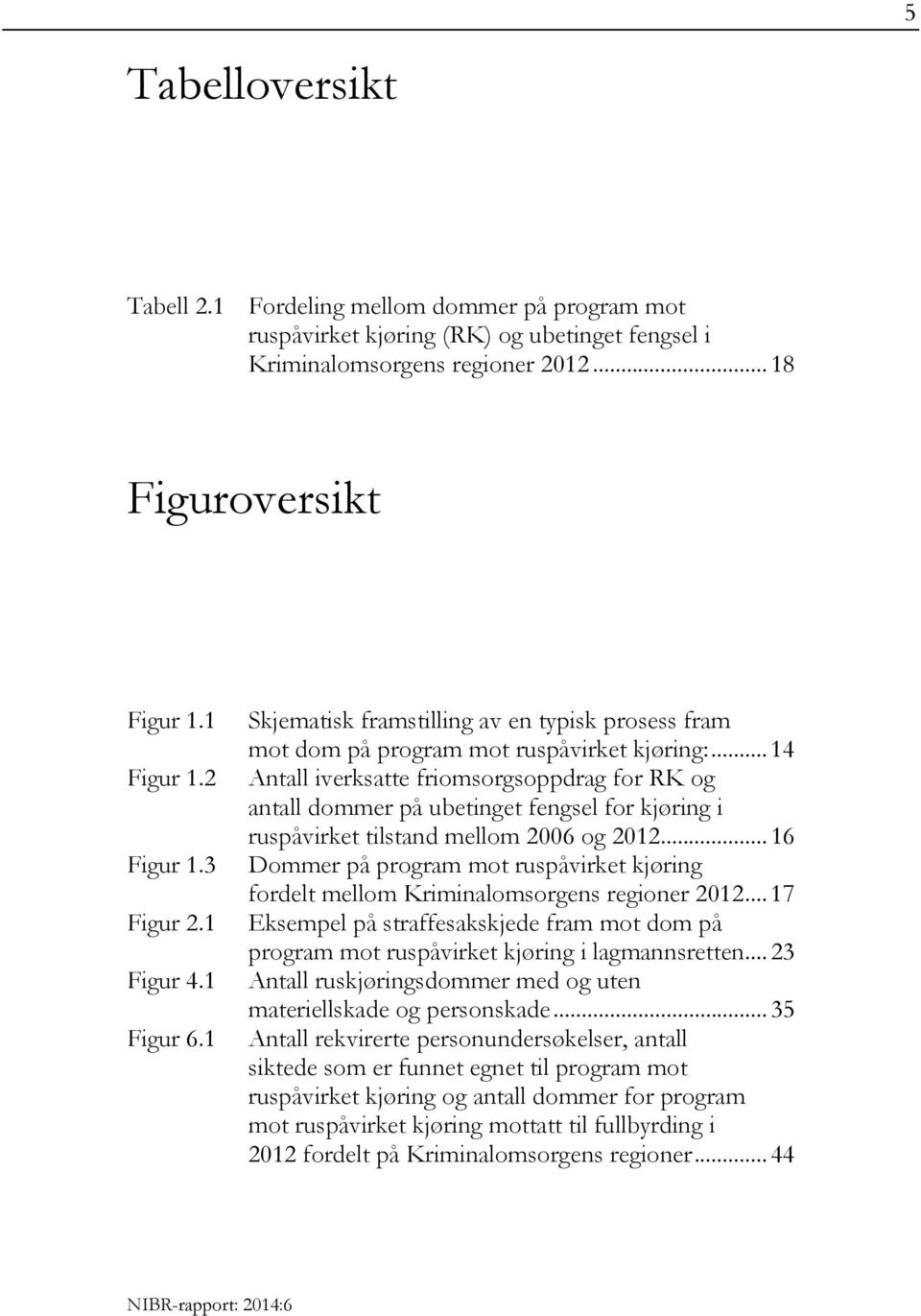 .. 14 Antall iverksatte friomsorgsoppdrag for RK og antall dommer på ubetinget fengsel for kjøring i ruspåvirket tilstand mellom 2006 og 2012.