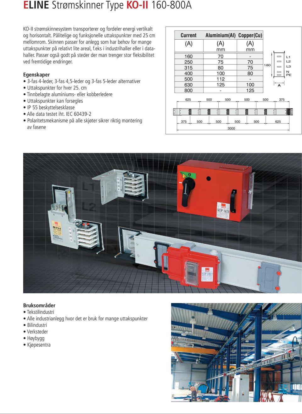 both vertically Skinnen and passer ELIE horizontally. for KO- anlegg som har behov for mange 160A.