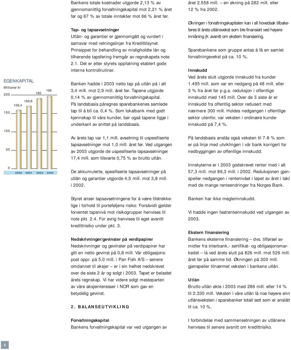 Prinsippet for behandling av misligholdte lån og tilhørende tapsføring fremgår av regnskapets note 2.1. Det er etter styrets oppfatning etablert gode interne kontrollrutiner.