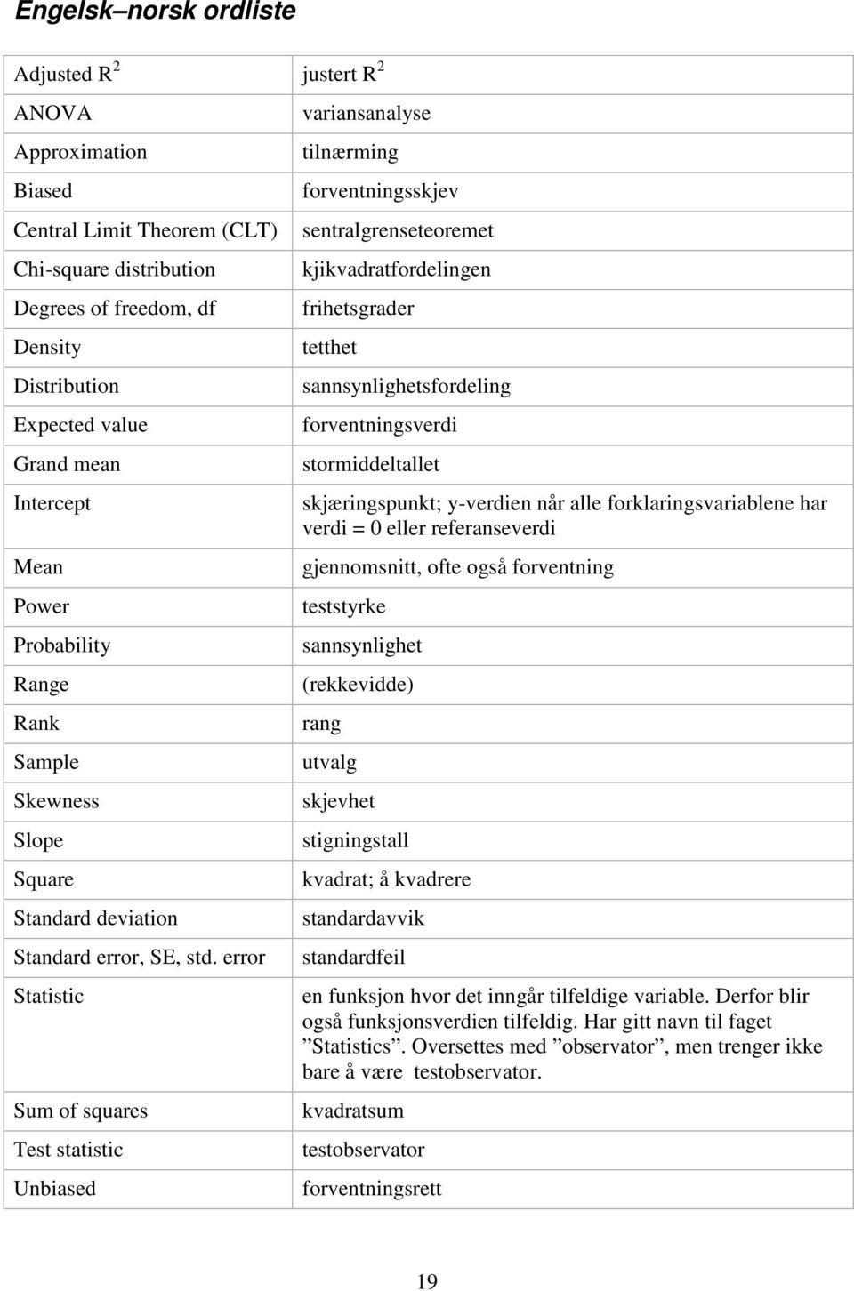 error Statistic Sum of squares Test statistic Unbiased variansanalyse tilnærming forventningsskjev sentralgrenseteoremet kjikvadratfordelingen frihetsgrader tetthet sannsynlighetsfordeling