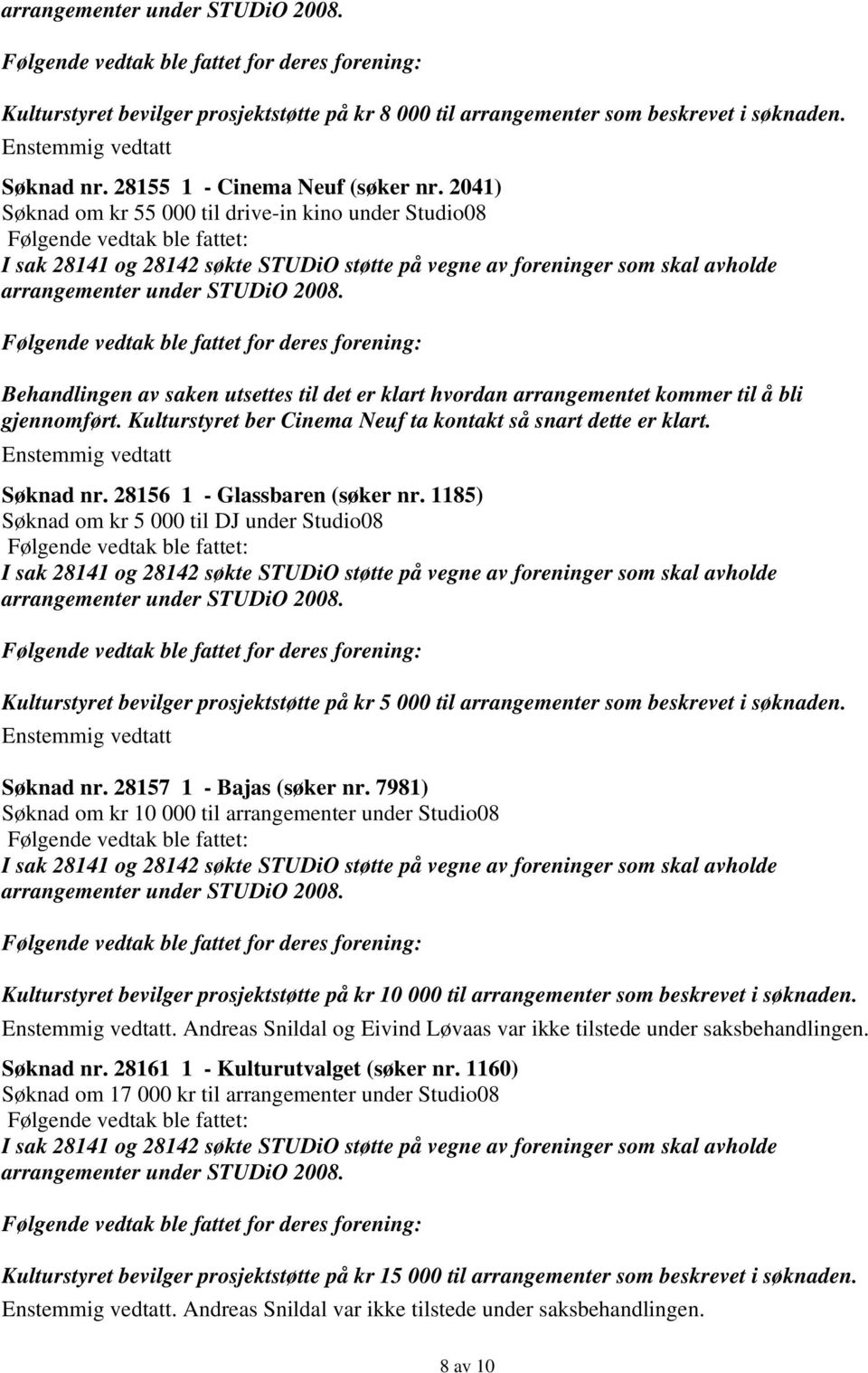 Kulturstyret ber Cinema Neuf ta kontakt så snart dette er klart. Søknad nr. 28156 1 - Glassbaren (søker nr.