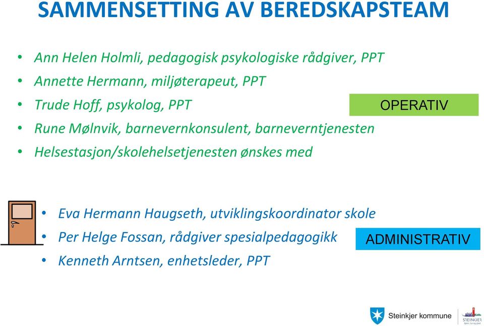 barneverntjenesten Helsestasjon/skolehelsetjenesten ønskes med OPERATIV Eva Hermann Haugseth,