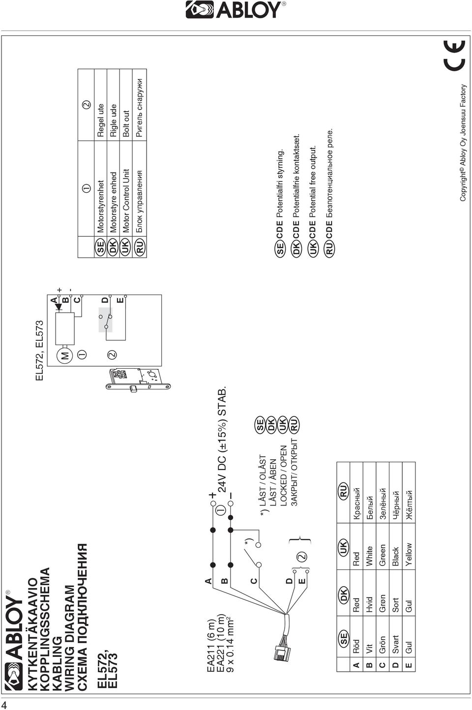 ðíûé E Gul Gul Yellow Æ ëòûé EL572, EL573 A B C D E A B C Motorstyrenhet Regel ute Motorstyre enhed Rigle ude Motor Control Unit D Bolt out Áëîê óïðàâëåíèÿ E