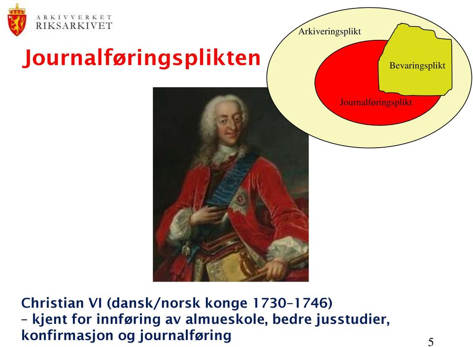 (dansk/norsk konge 1730 1746) kjent for innføring