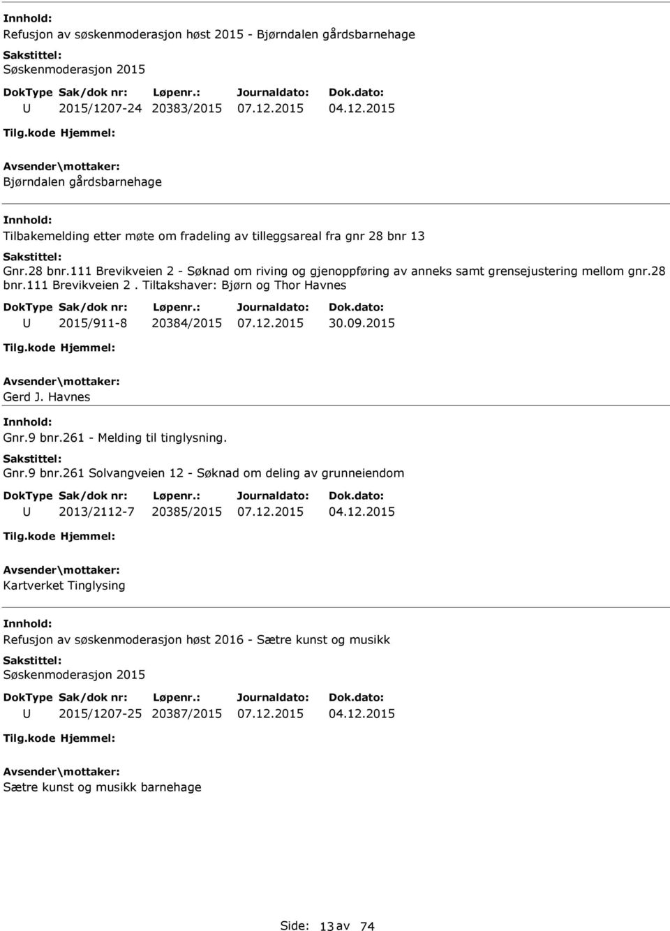 13 Gnr.28 bnr.111 Brevikveien 2 - Søknad om riving og gjenoppføring av anneks samt grensejustering mellom gnr.28 bnr.111 Brevikveien 2. Tiltakshaver: Bjørn og Thor Havnes 2015/911-8 20384/2015 30.