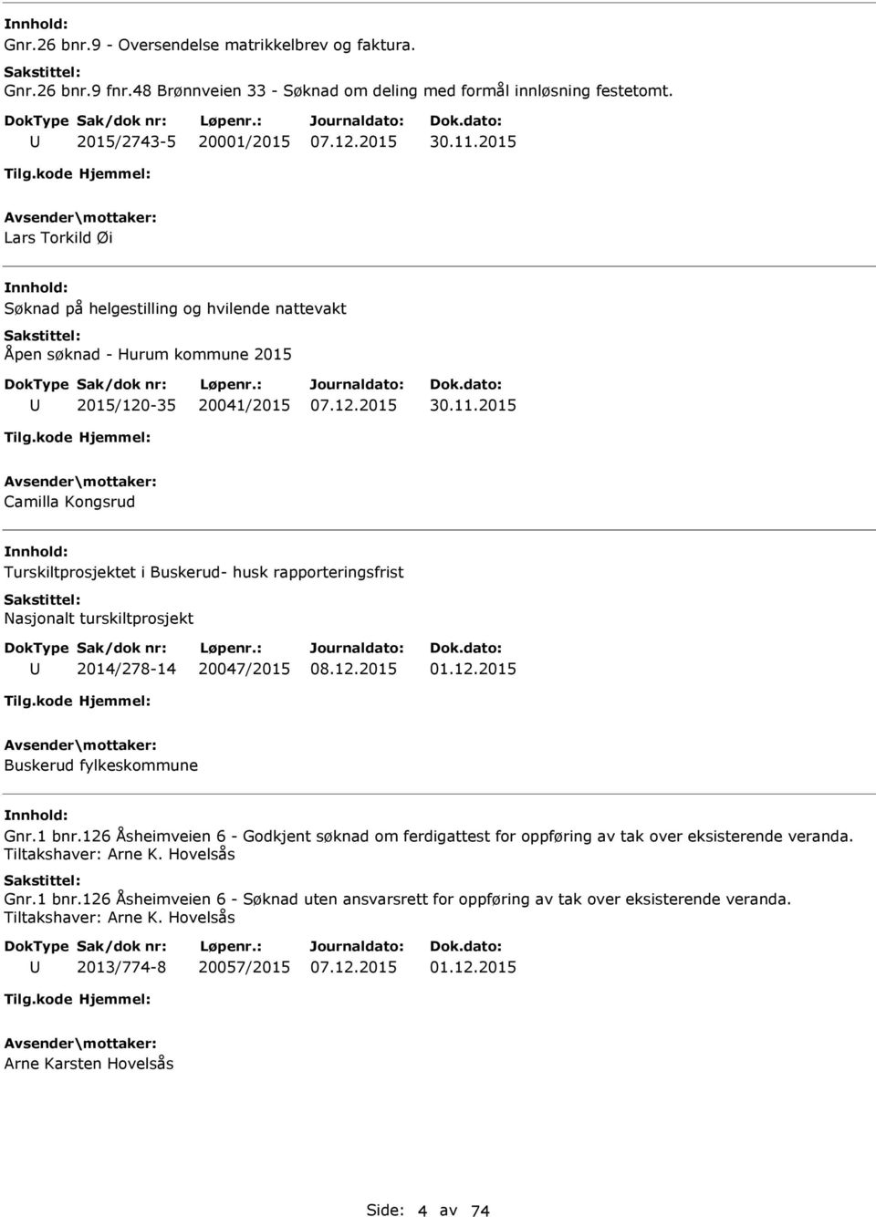 2015 Camilla Kongsrud Turskiltprosjektet i Buskerud- husk rapporteringsfrist Nasjonalt turskiltprosjekt 2014/278-14 20047/2015 01.12.2015 Buskerud fylkeskommune Gnr.1 bnr.