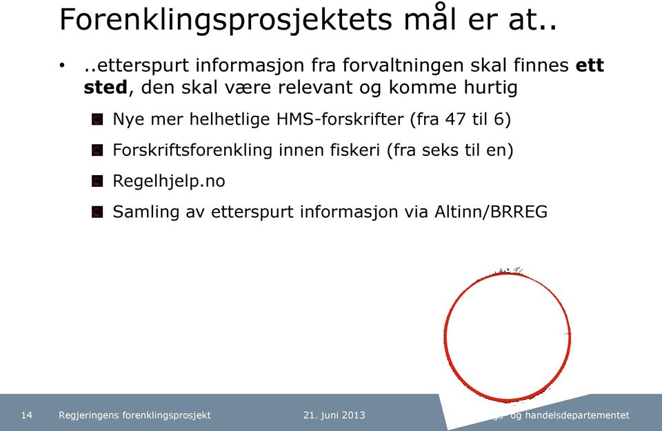 være relevant og komme hurtig Nye mer helhetlige HMS-forskrifter (fra 47 til