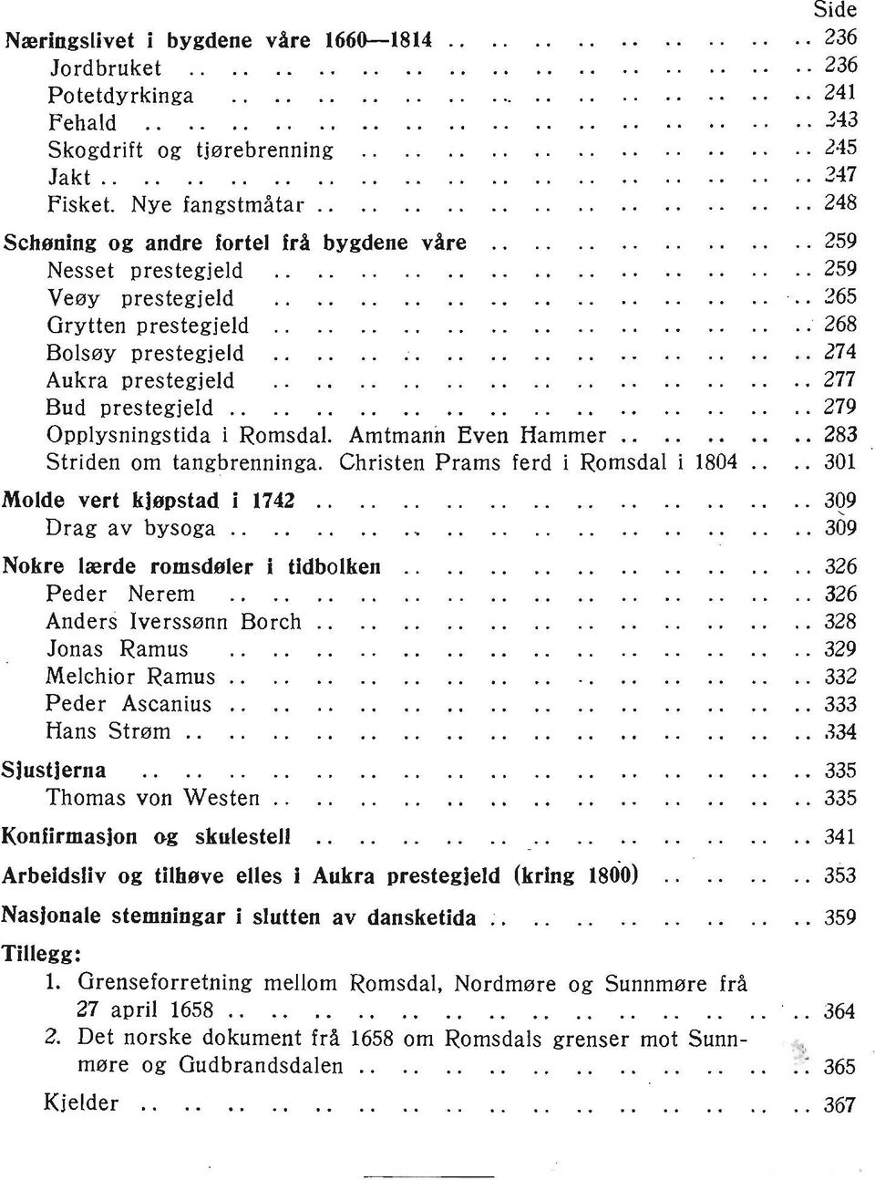 Amtmann Even Hammer Striden om tangbrenninga. Christen Prams ferd i R.omsdal i 1804 Molde vert kjøpstad i 1742.. Drag av bysoga.