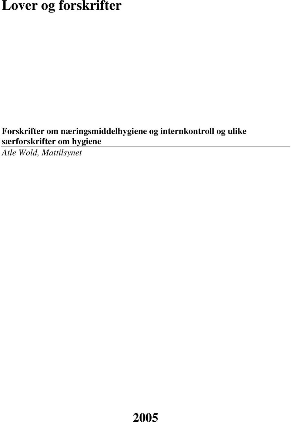 næringsmiddelhygiene og