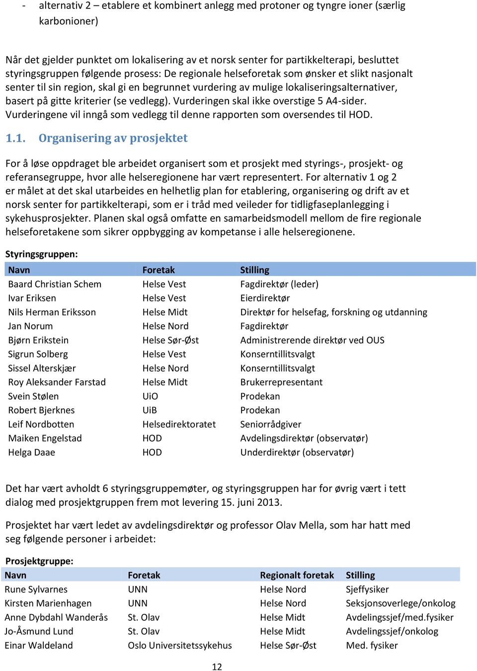 vedlegg). Vurderingen skal ikke overstige 5 A4-sider. Vurderingene vil inngå som vedlegg til denne rapporten som oversendes til HOD. 1.