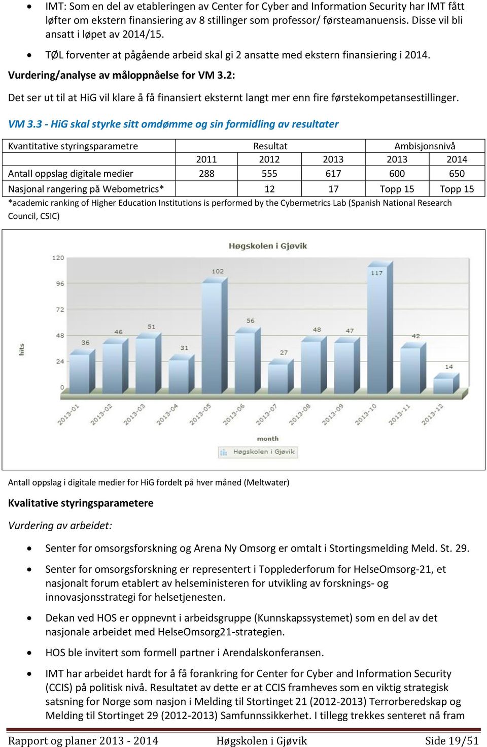 2: Det ser ut til at HiG vil klare å få finansiert eksternt langt mer enn fire førstekompetansestillinger. VM 3.