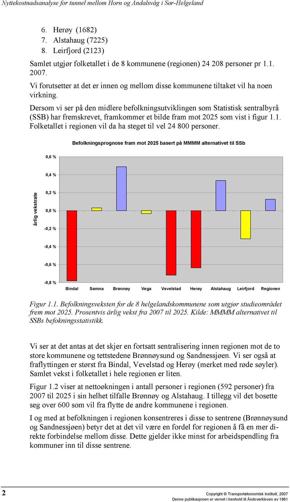 Dersom vi ser på den midlere befolkningsutviklingen som Statistisk sentralbyrå (SSB) har fremskrevet, framkommer et bilde fram mot 2025 som vist i figur 1.