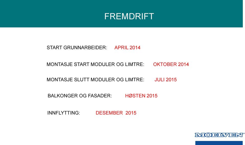 MONTASJE SLUTT MODULER OG LIMTRE: JULI 2015