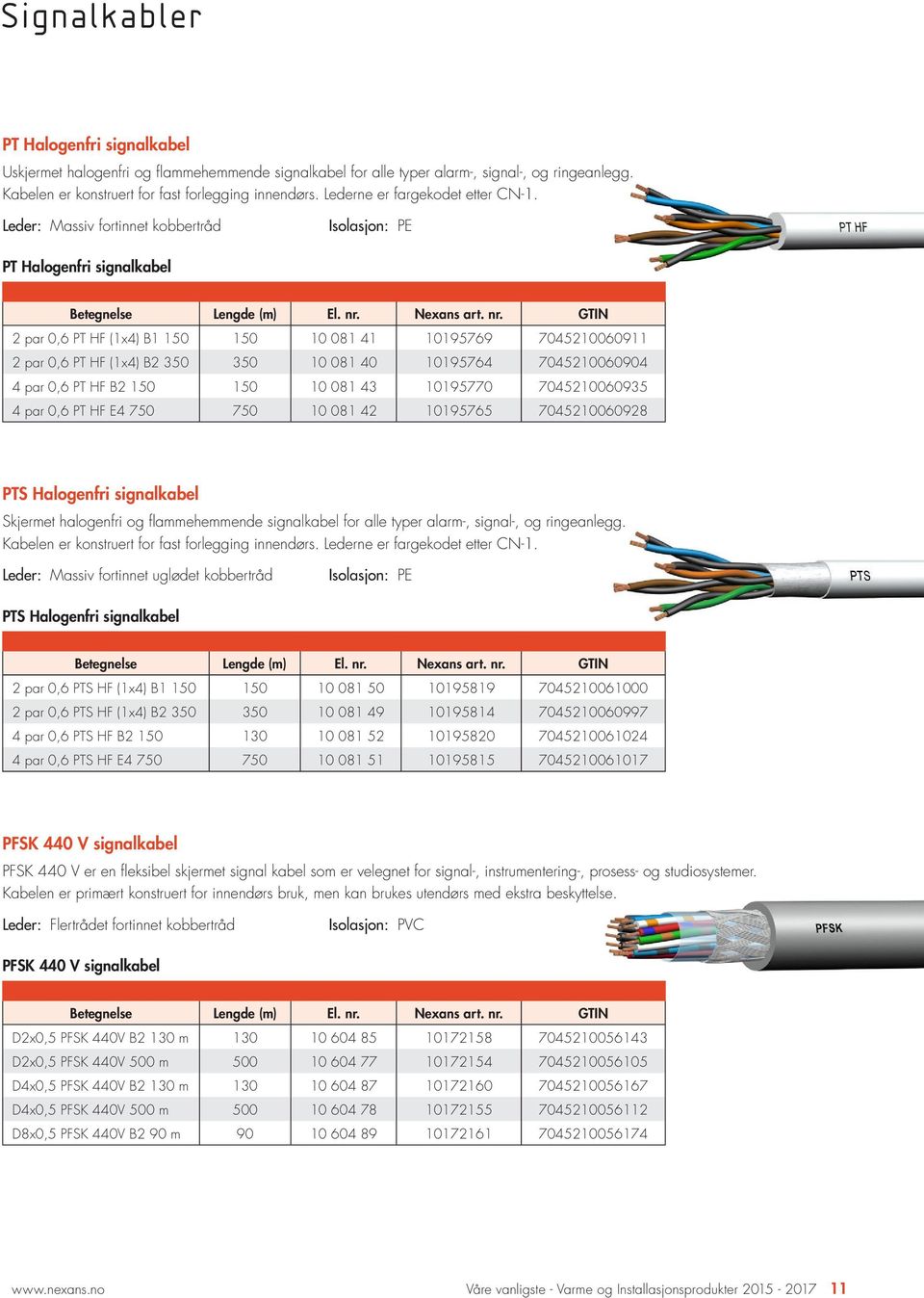 Leder: Massiv fortinnet kobbertråd Isolasjon: PE PT Halogenfri signalkabel 2 par 0,6 PT HF (1x4) B1 150 150 10 081 41 10195769 7045210060911 2 par 0,6 PT HF (1x4) B2 350 350 10 081 40 10195764