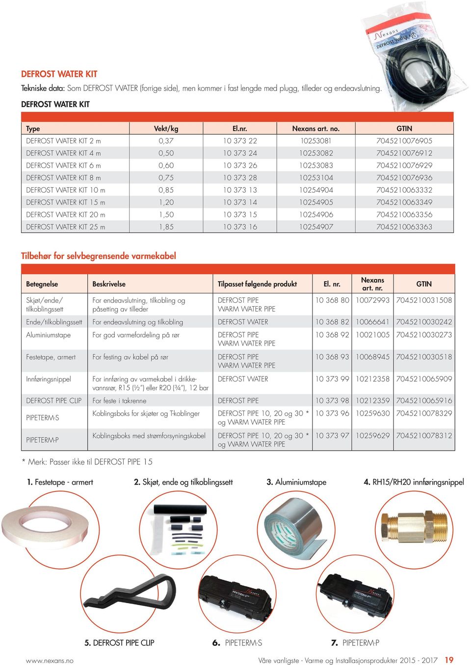 KIT 8 m 0,75 10 373 28 10253104 7045210076936 DEFROST WATER KIT 10 m 0,85 10 373 13 10254904 7045210063332 DEFROST WATER KIT 15 m 1,20 10 373 14 10254905 7045210063349 DEFROST WATER KIT 20 m 1,50 10