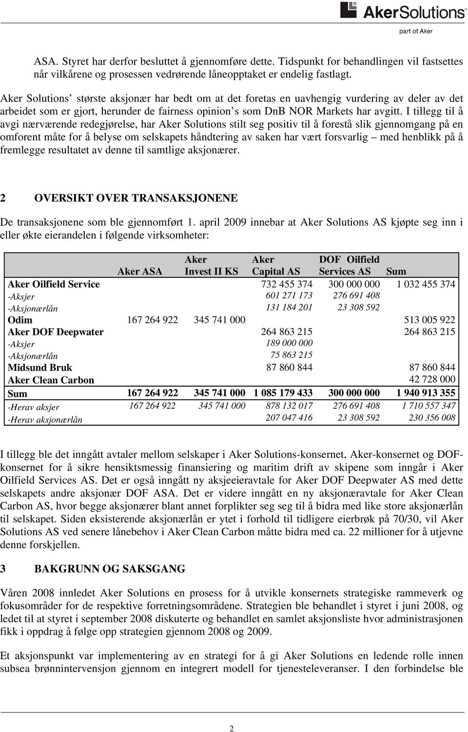 I tillegg til å avgi nærværende redegjørelse, har Aker Solutions stilt seg positiv til å forestå slik gjennomgang på en omforent måte for å belyse om selskapets håndtering av saken har vært
