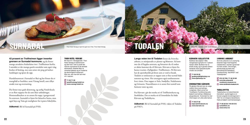 Handelssentrum i Surnadal er Skei og her finner du et mangfold av butikker, samt Vårsøg hotell, som tilbyr utsøkt mat og overnatting.