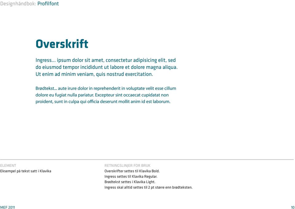 Ingress settes til Klavika Regular.