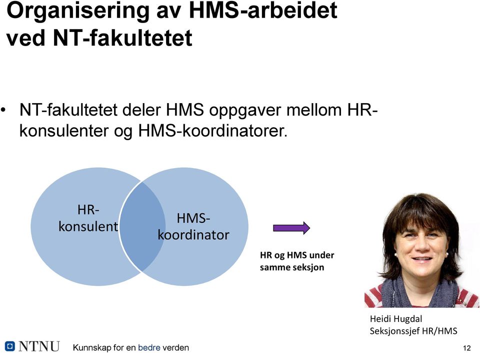 HRkonsulent HMSkoordinator HR og HMS under samme seksjon