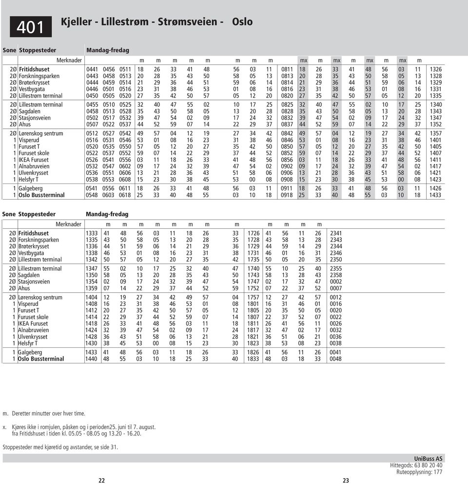 0501 0516 23 31 38 46 53 01 08 16 0816 23 31 38 46 53 01 08 16 1331 2Ø Lillestrøm terminal 0450 0505 0520 27 35 42 50 57 05 12 20 0820 27 35 42 50 57 05 12 20 1335 2Ø Lillestrøm terminal 0455 0510