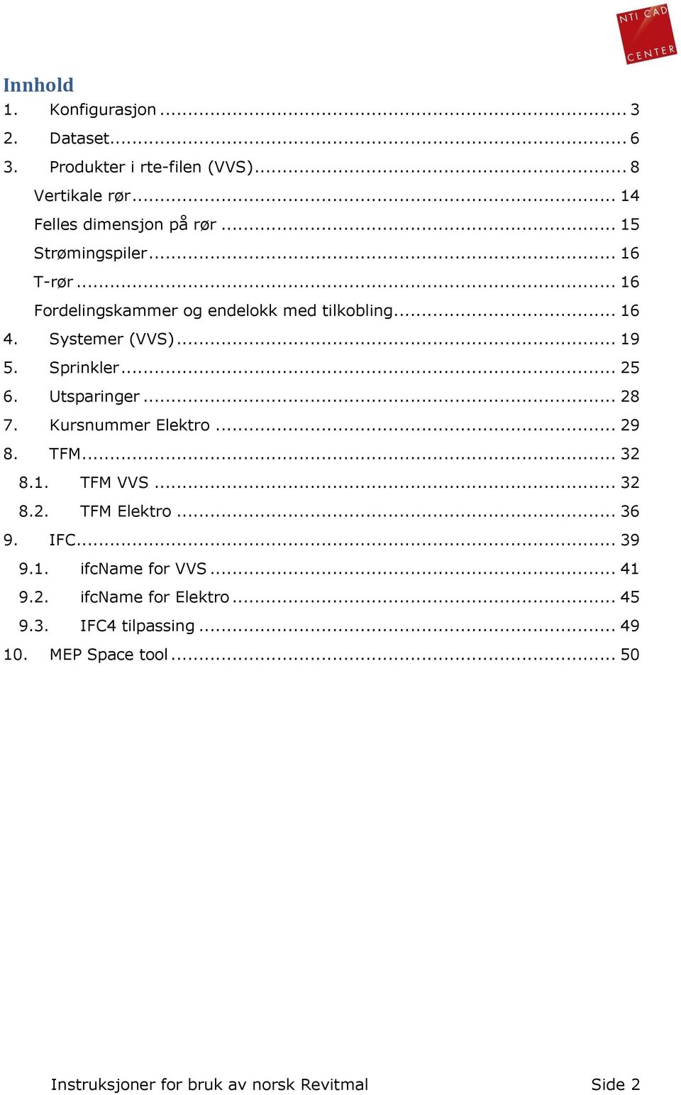 Utsparinger... 28 7. Kursnummer Elektro... 29 8. TFM... 32 8.1. TFM VVS... 32 8.2. TFM Elektro... 36 9. IFC... 39 9.1. ifcname for VVS.