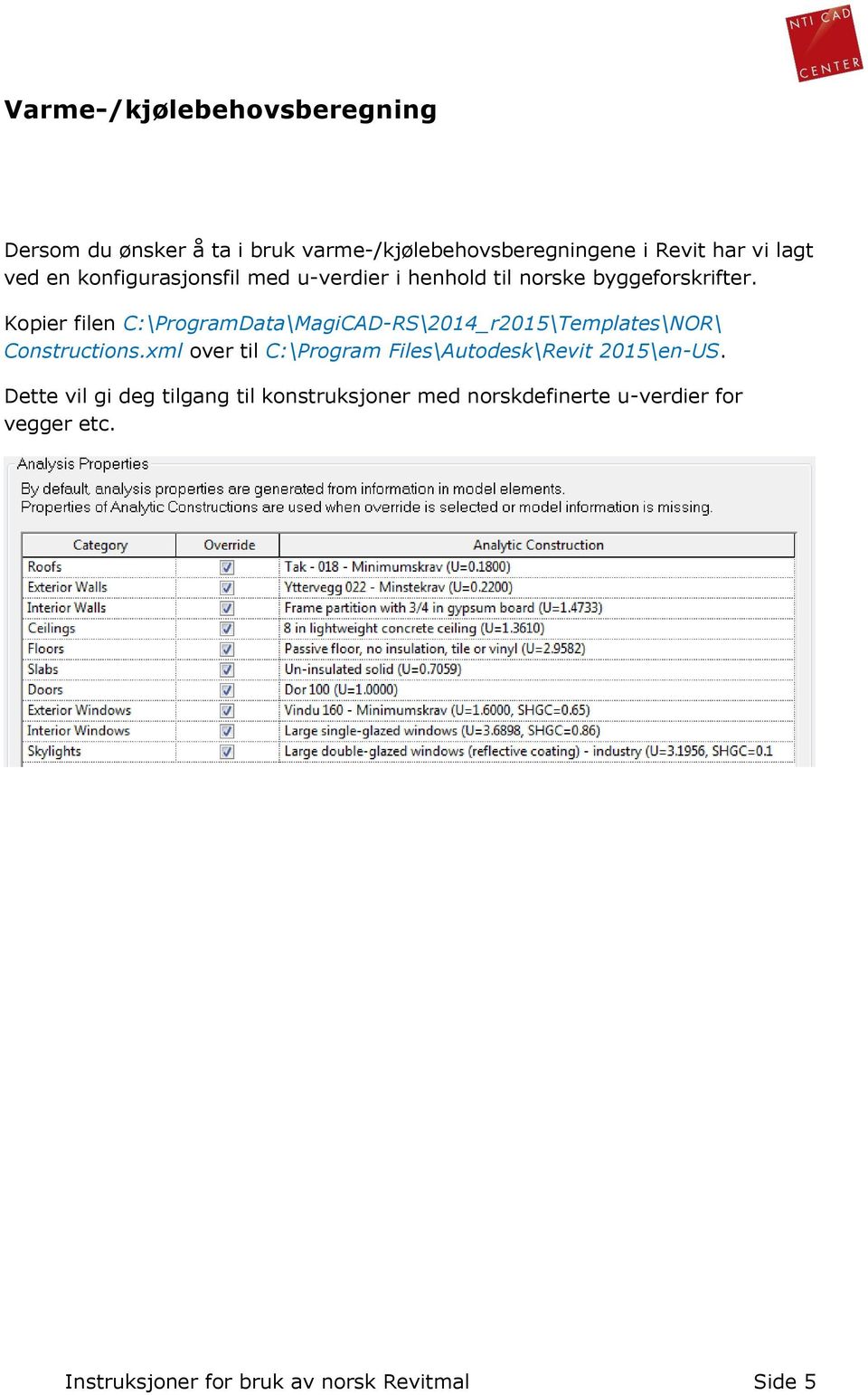 Kopier filen C:\ProgramData\MagiCAD-RS\2014_r2015\Templates\NOR\ Constructions.