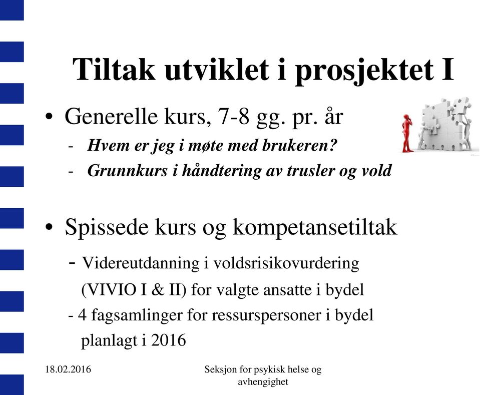 Videreutdanning i voldsrisikovurdering (VIVIO I & II) for valgte ansatte i