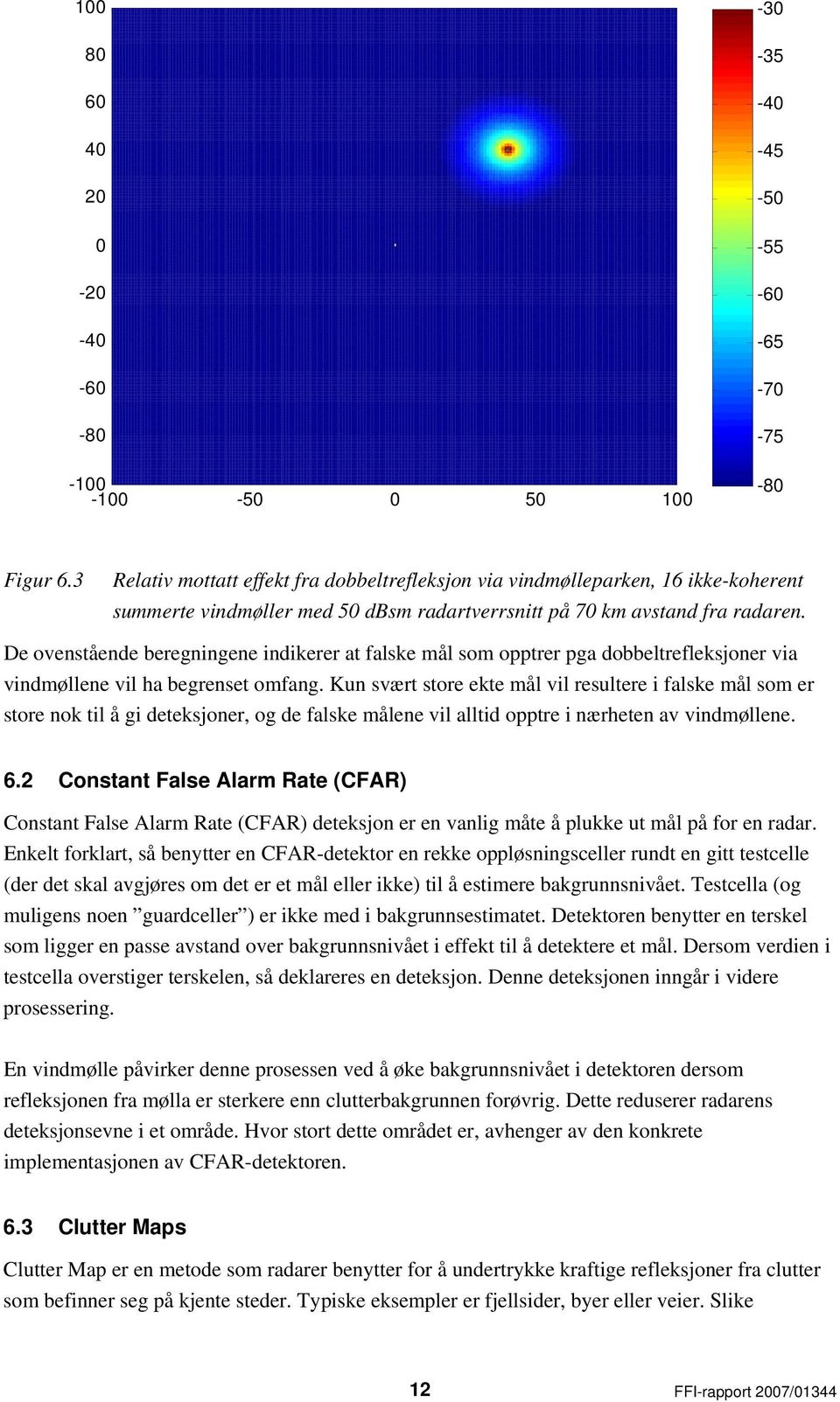 De ovenstående beregningene indikerer at falske mål som opptrer pga dobbeltrefleksjoner via vindmøllene vil ha begrenset omfang.