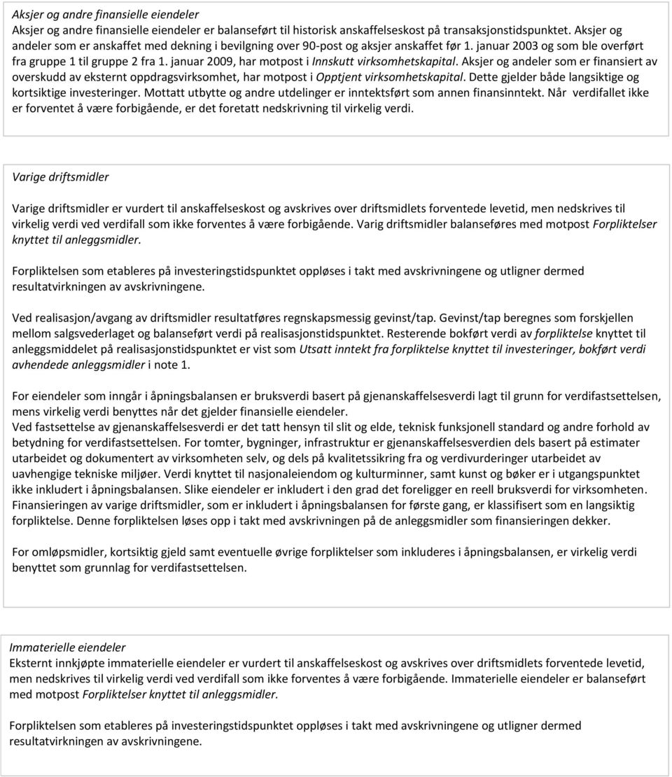 januar 2009, har motpost i Innskutt virksomhetskapital. Aksjer og andeler som er finansiert av overskudd av eksternt oppdragsvirksomhet, har motpost i Opptjent virksomhetskapital.