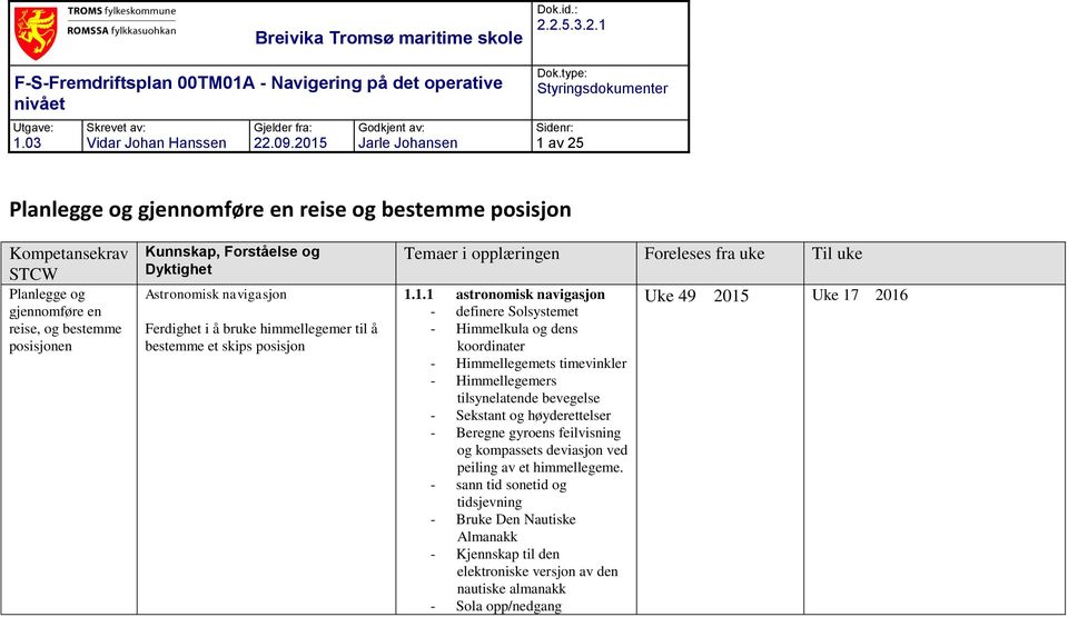 bruke himmellegemer til å bestemme et skips posisjon 1.