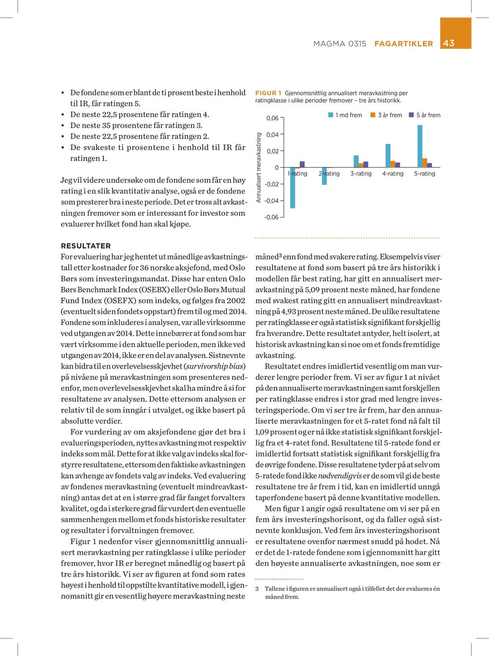 Jeg vil videre undersøke om de fondene som får en høy rating i en slik kvantitativ analyse, også er de fondene som presterer bra i neste periode.