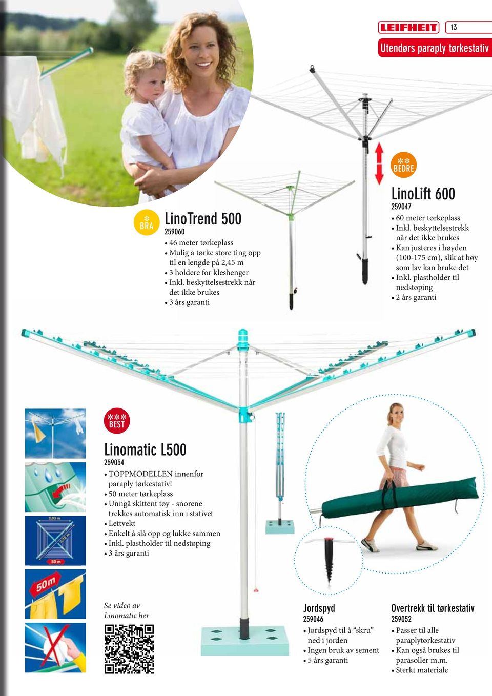 plastholder til nedstøping 2 års garanti Best Linomatic L500 259054 TOPPMODELLEN innenfor paraply tørkestativ!