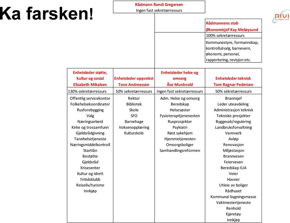 rapportering, revisjon etc.