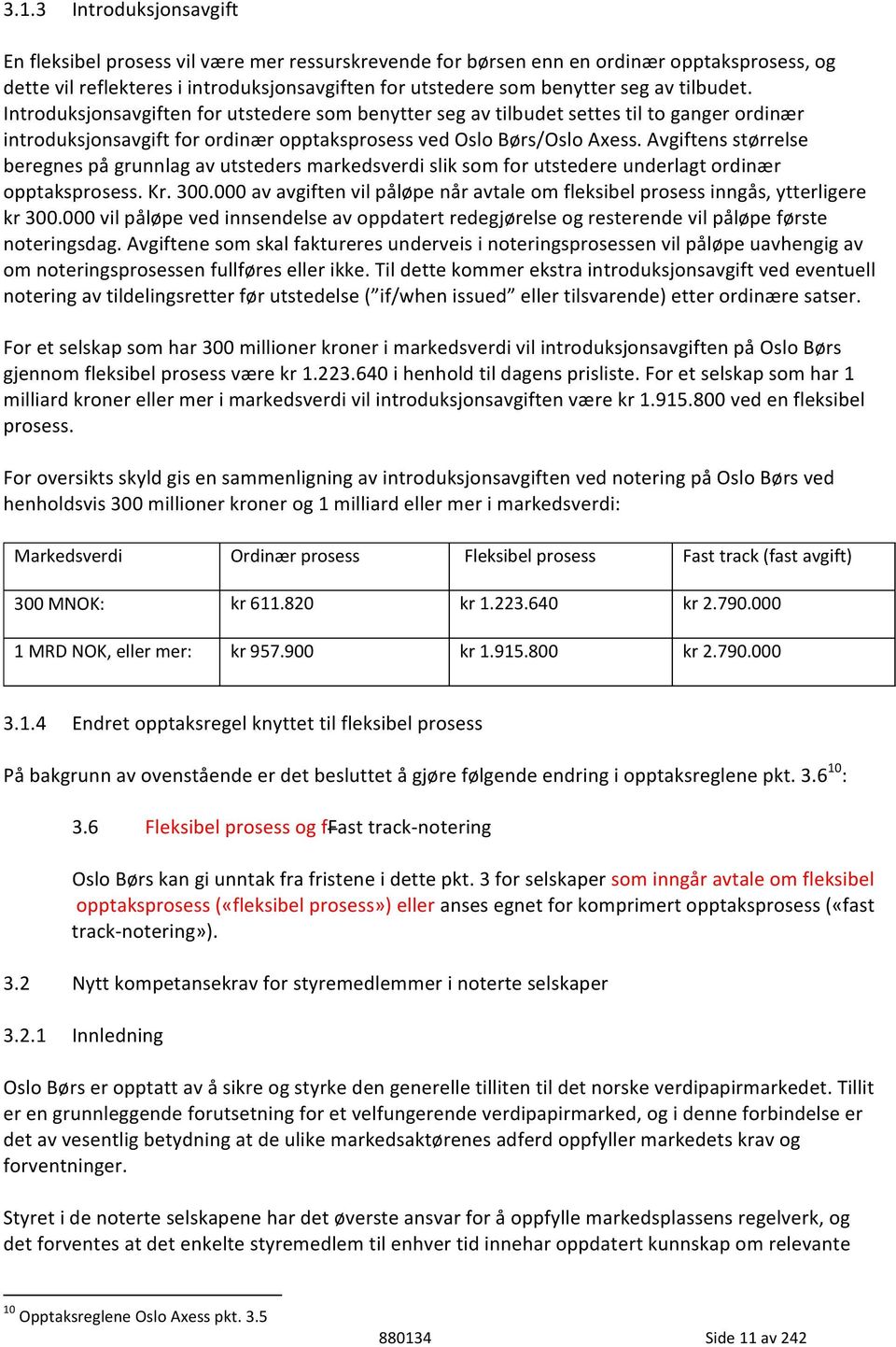 Avgiftens størrelse beregnes på grunnlag av utsteders markedsverdi slik som for utstedere underlagt ordinær opptaksprosess. Kr. 300.