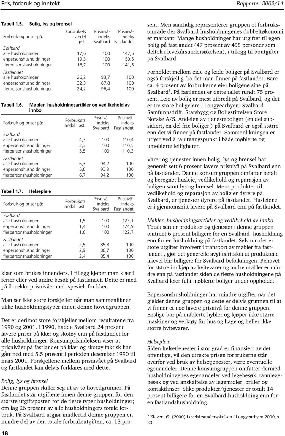 husholdninger 26,2 93,7 100 enpersonshusholdninger 32,3 87,8 100 flerpersonshusholdninger 24,2 96,4 100 Tabell 1.6. Forbruk og priser på: Møbler, husholdningsartikler og vedlikehold av innbo Forbrukets andel i pst.
