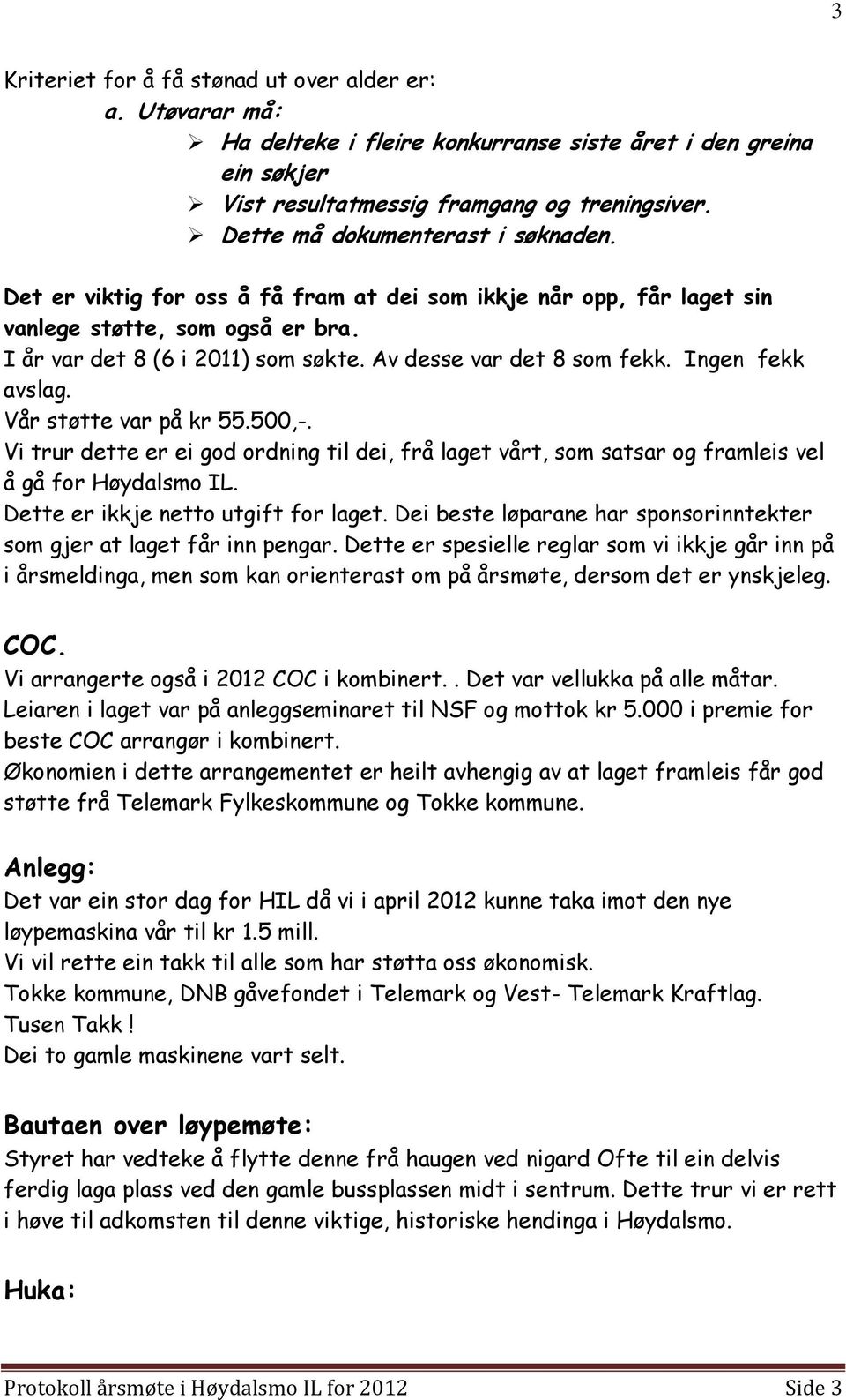 Av desse var det 8 som fekk. Ingen fekk avslag. Vår støtte var på kr 55.500,-. Vi trur dette er ei god ordning til dei, frå laget vårt, som satsar og framleis vel å gå for Høydalsmo IL.