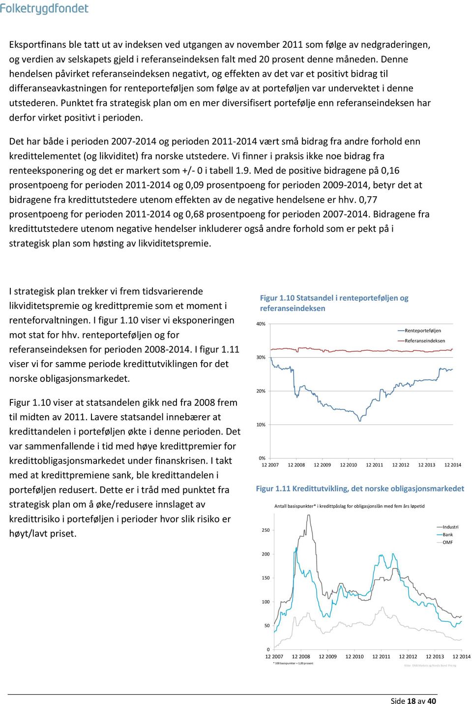 utstederen. Punktet fra strategisk plan om en mer diversifisert portefølje enn referanseindeksen har derfor virket positivt i perioden.