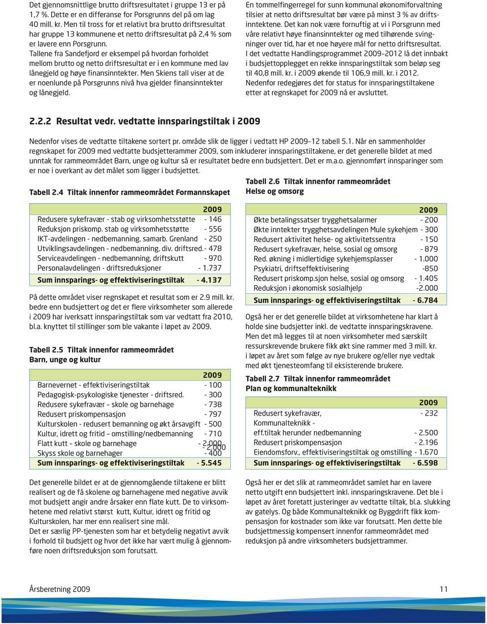 Tallene fra Sandefjord er eksempel på hvordan forholdet mellom brutto og netto driftsresultat er i en kommune med lav lånegjeld og høye finansinntekter.